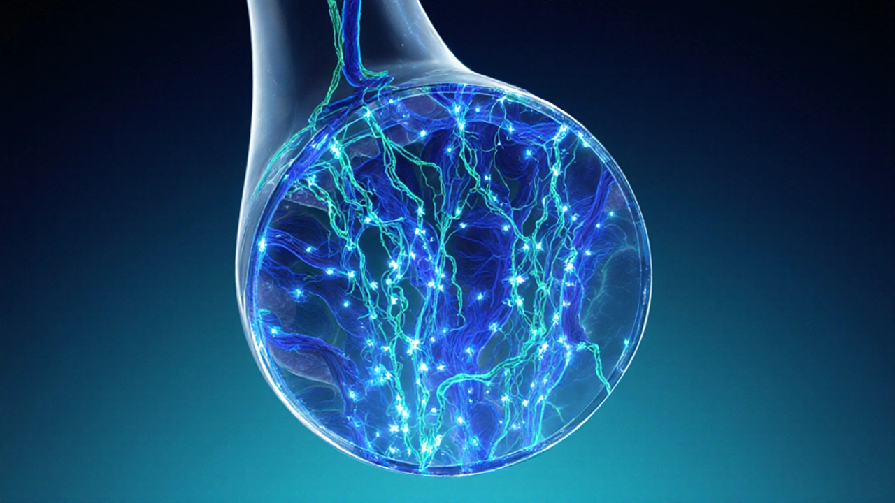 Illustration of sildenafil action showing blood vessels dilated in the penis.