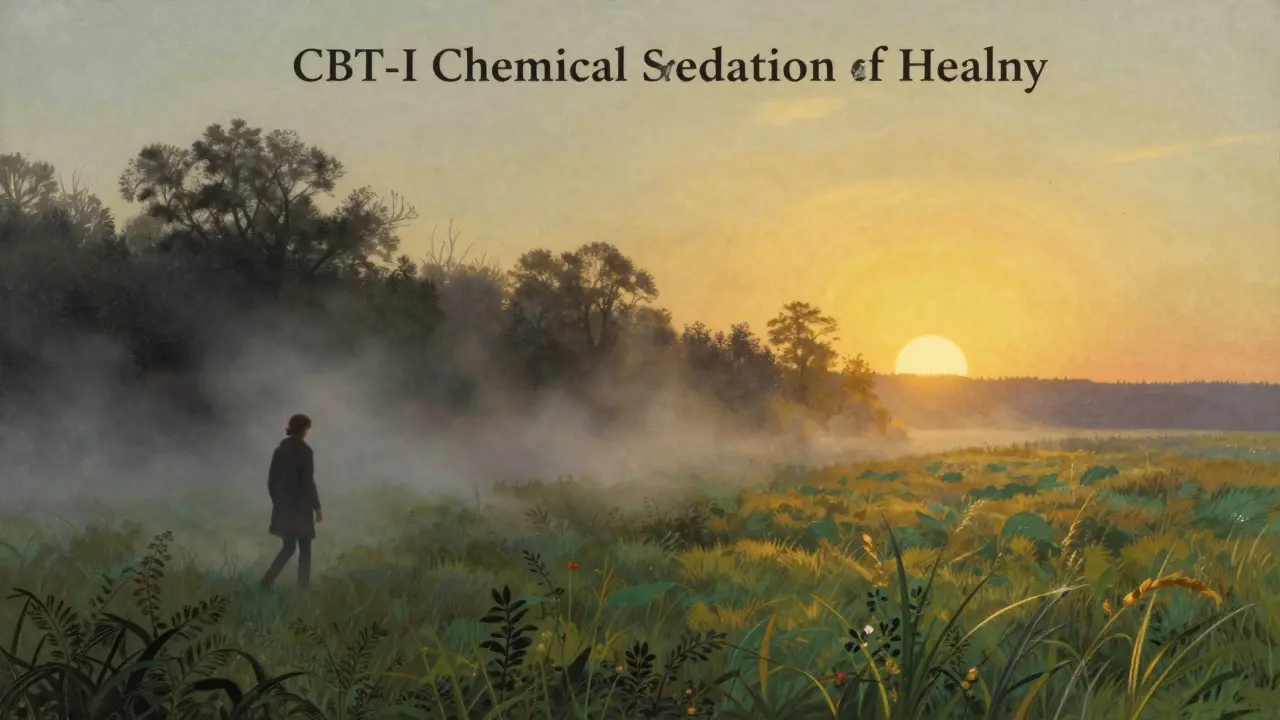 A contrast between a foggy, dark landscape and a bright, clear sunrise symbolizing mental clarity.